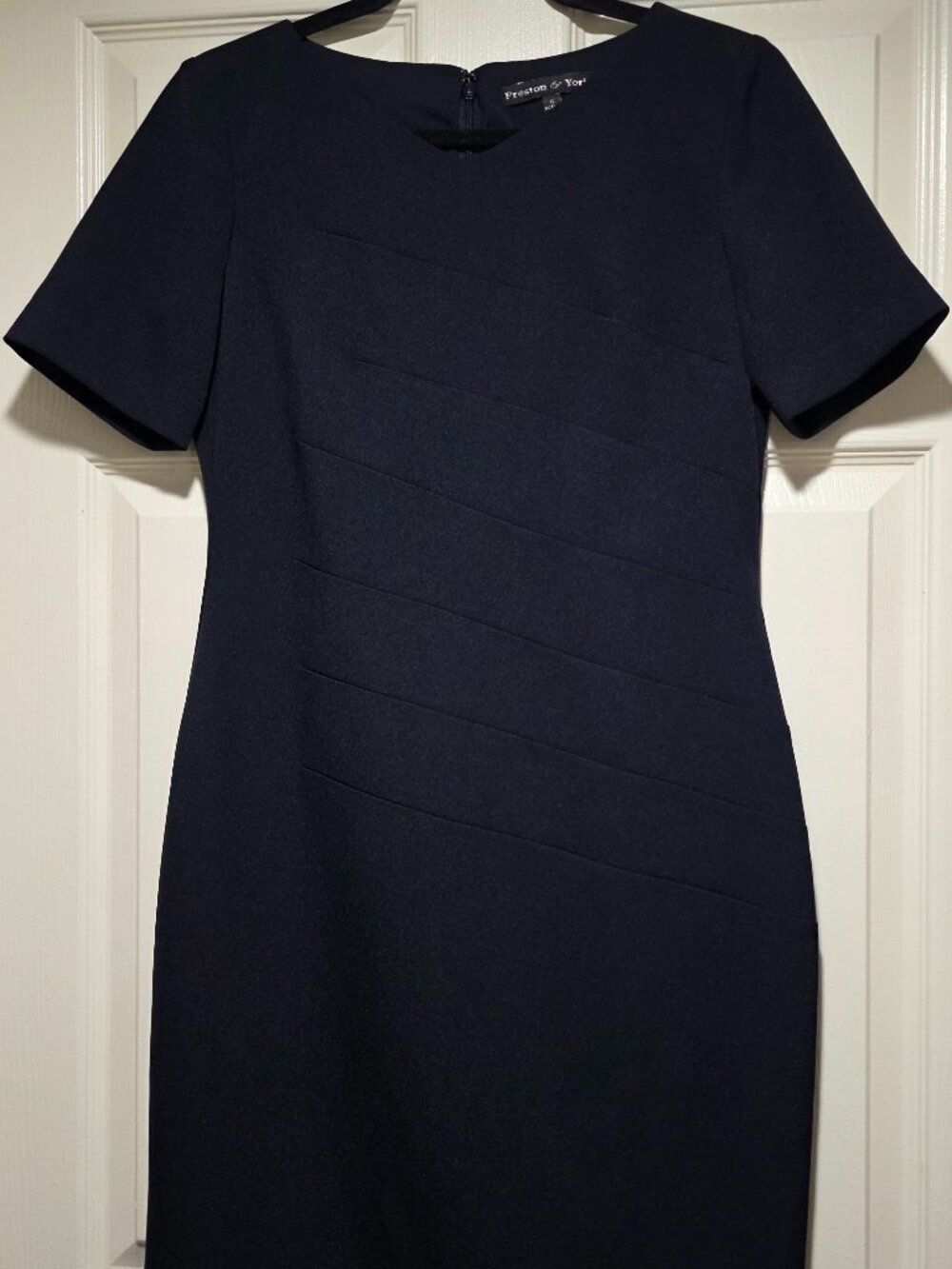 Preston & York Navy Blue V-Neck Sheath Dress Size 6